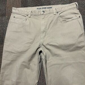 Duluth Trading Co Flex Fire Hose Relaxed Fit Pants Mens 40x32 Tan Khaki Canvas